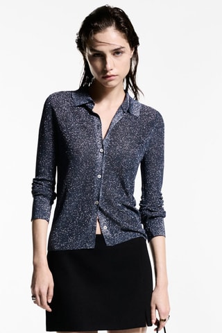 Chemise maille Lurex - Bleu nuit