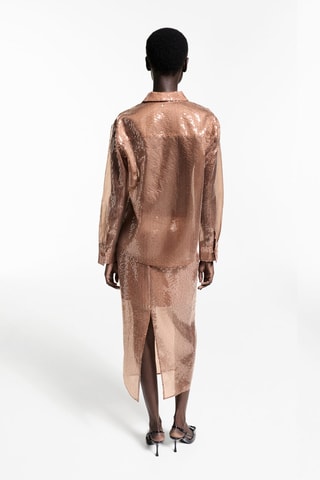 Chemise à sequins semi-transparente - Marron