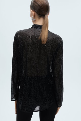 Chemise à sequins semi-transparente - Noir