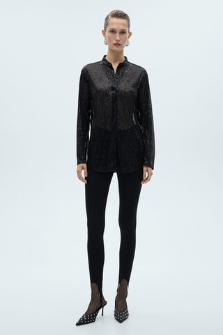 Chemise à sequins semi-transparente - Noir