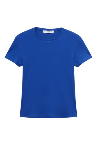 T-shirt manches courtes maille côtelée - Bleu