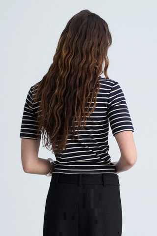 T-shirt coton à rayures - Bleu marine