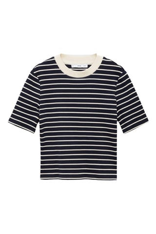 T-shirt coton à rayures - Bleu marine