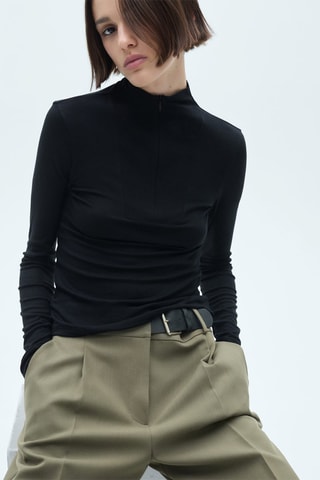 T-shirt col montant fermeture Éclair - Noir