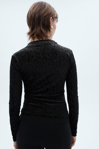 T-shirt léopard manches longues - Noir et gris