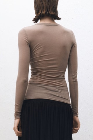 T-shirt slim - Marron clair