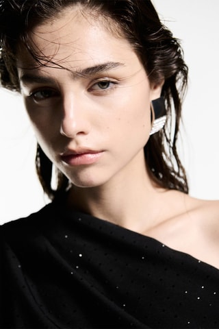 Blouse asymétrique à paillettes - Noir