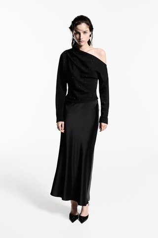 Blouse asymétrique à paillettes - Noir