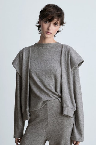 Sweat-shirt manches décoratives - Gris
