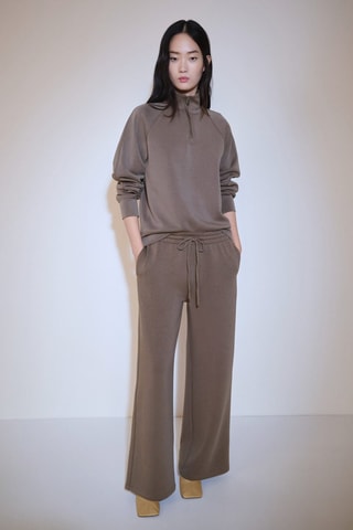 Sweat-shirt col montant zippé - Marron