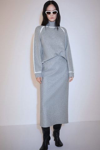 Sweat-shirt tissu éponge col montant - Gris