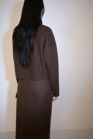 Sweat-shirt droit tissu éponge - Marron