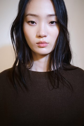 Sweat-shirt droit tissu éponge - Marron