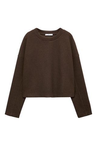 Sweat-shirt droit tissu éponge - Marron