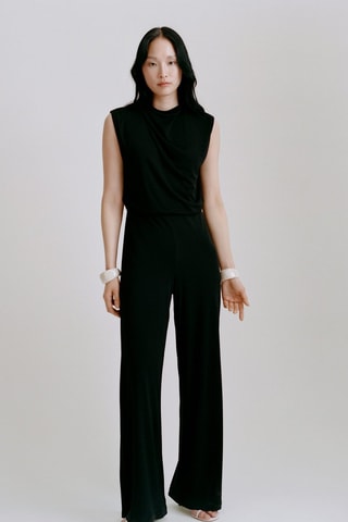 Combinaison droite col drapé - Noir