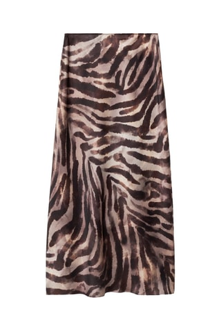 Jupe longue satinée zèbre - Marron