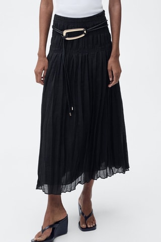 Jupe midi froncée - Noir
