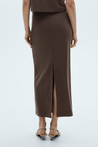 Jupe fendue maille - Marron