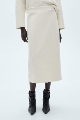 Jupe midi tissu bouclette - Ecru