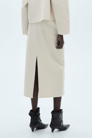 Jupe midi tissu bouclette - Ecru