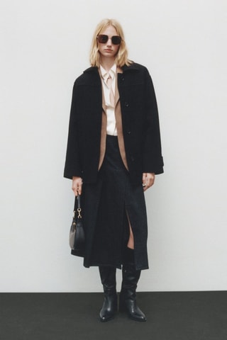 Jupe midi rinse wash boucle - Bleu