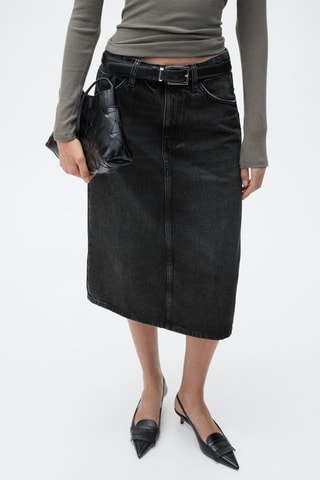 Jupe midi denim - Noir