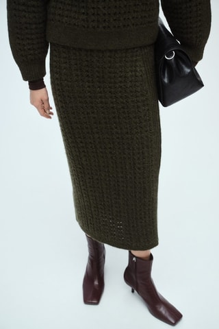 Jupe maille ajourée - Kaki