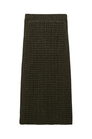 Jupe maille ajourée - Kaki