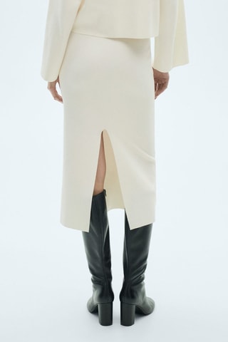 Jupe midi maille fine - Ecru