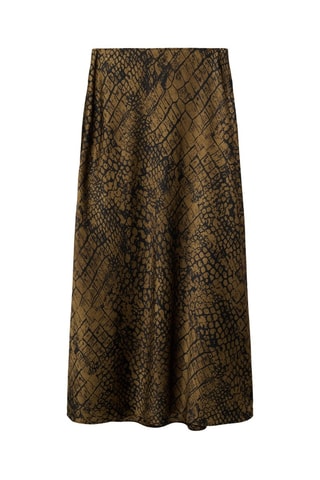 Jupe évasée imprimé croco - Marron