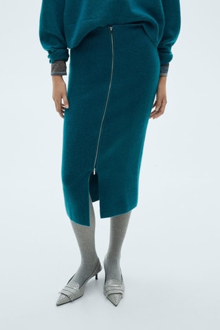 Jupe midi maille fermeture Éclair - Vert