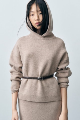 Jupe midi laine mélangée - Sable