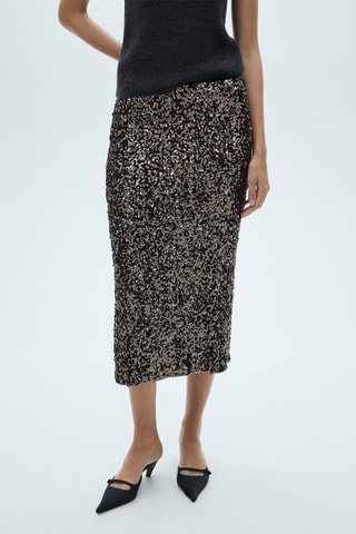 Jupe midi sequins - Anthracite