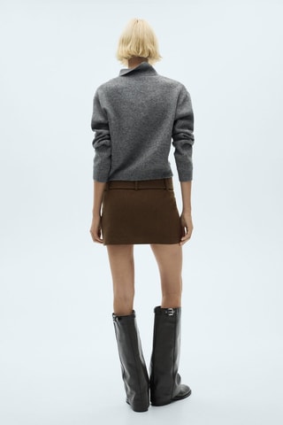 Minijupe laine ceinture - Kaki