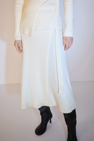 Jupe portefeuille en maille - Ecru