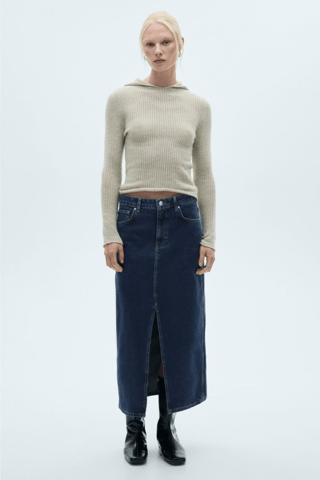 Jupe midi en jean - Bleu