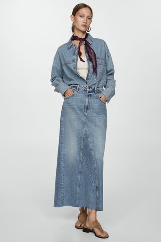 Jupe jean fendue - Bleu