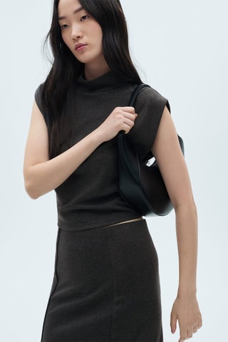 Jupe midi maille - Gris