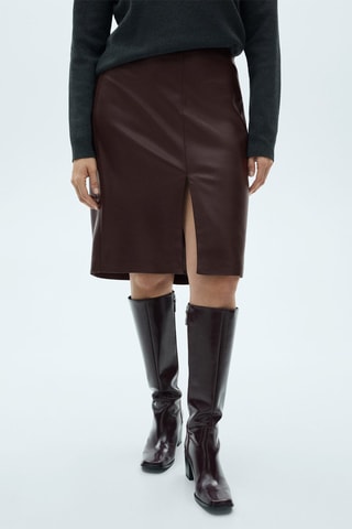 Jupe crayon similicuir - Bordeaux