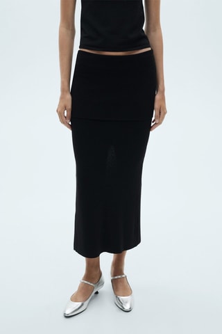 Jupe midi côtelée - Noir