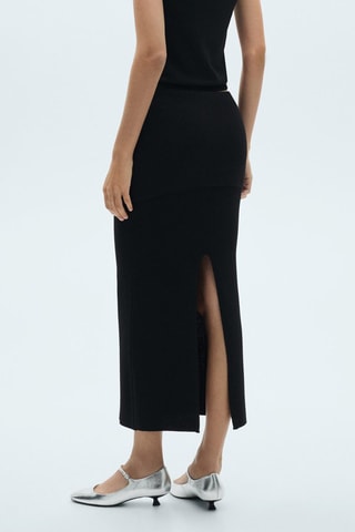 Jupe midi côtelée - Noir