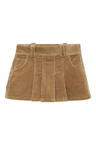 Minijupe plissée velours côtelé - Kaki