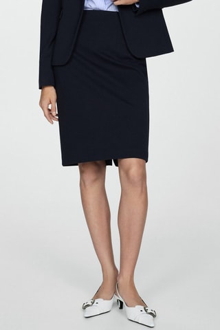 Jupe crayon fendue maille point de Rome - Bleu marine foncé