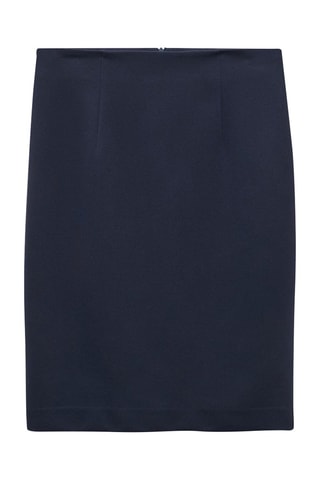 Jupe crayon fendue maille point de Rome - Bleu marine foncé