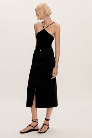 Jupe jean fendue - Noir