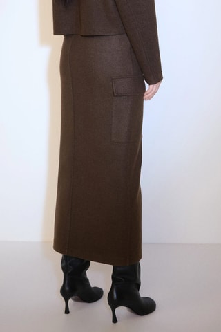 Jupe cargo fendue - Marron