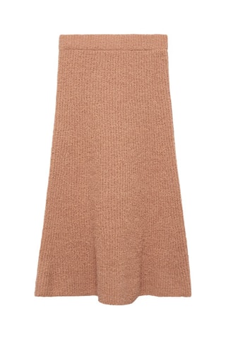 Jupe évasée maille côtelée - Marron