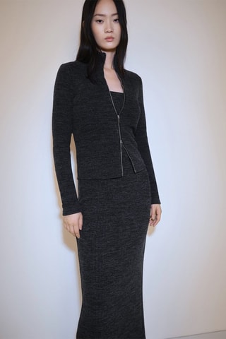 Jupe fendue maille - Gris