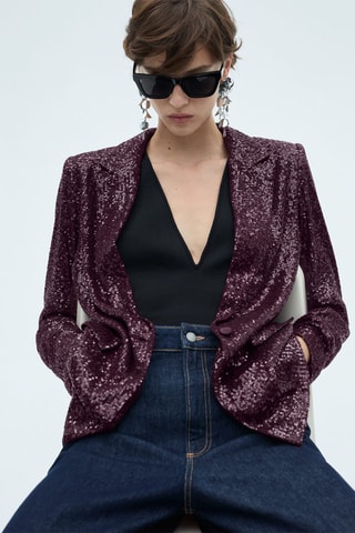 Blazer costume paillettes - Bordeaux