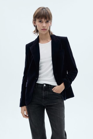 Blazer velours structuré - Bleu nuit